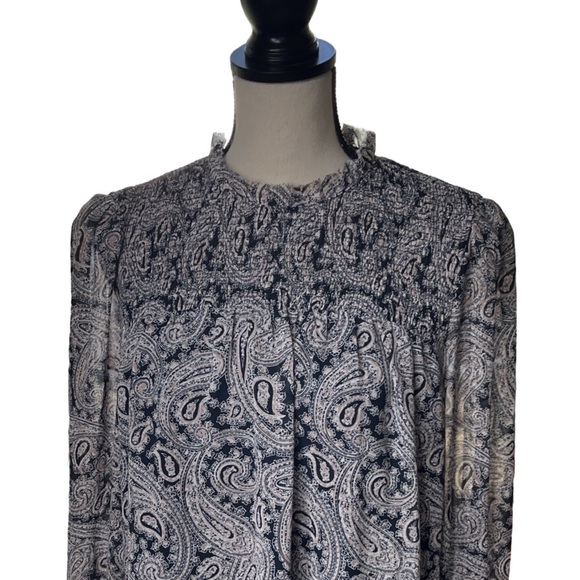 Cinq á Sept Stephanie Paisley Smocked Blouse sze M - Picture 10 of 16